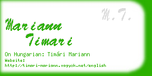 mariann timari business card